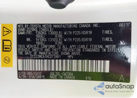 2017 Lexus Rx 350 from USA, damaged, VIN 2T2ZZMCA1HC072881